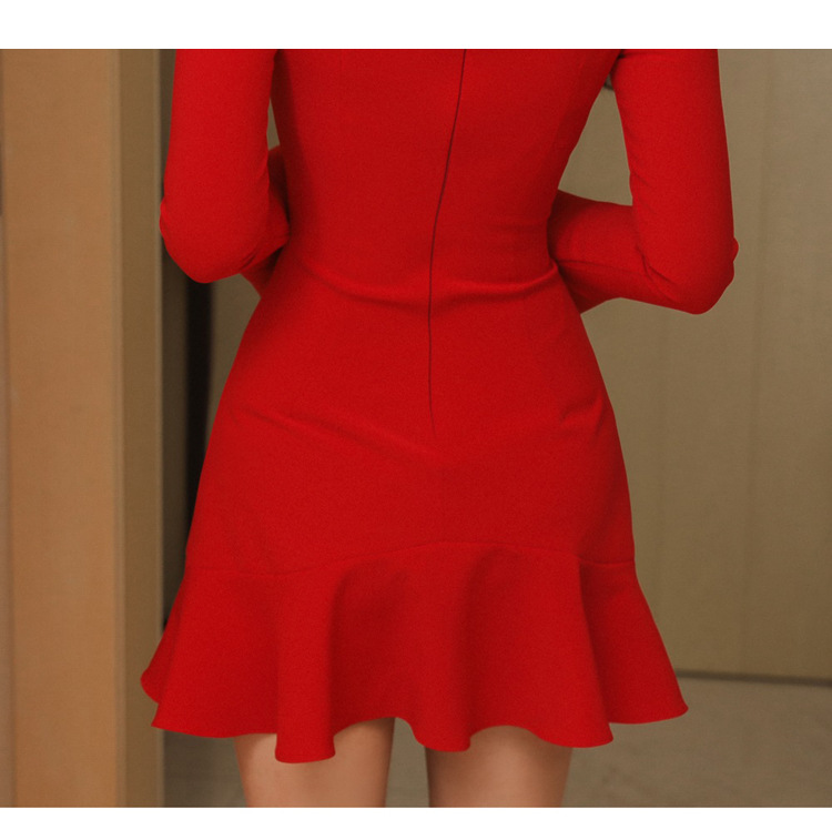Cutout Flared-Sleeve Ruffle Dress, picture 7 of 8