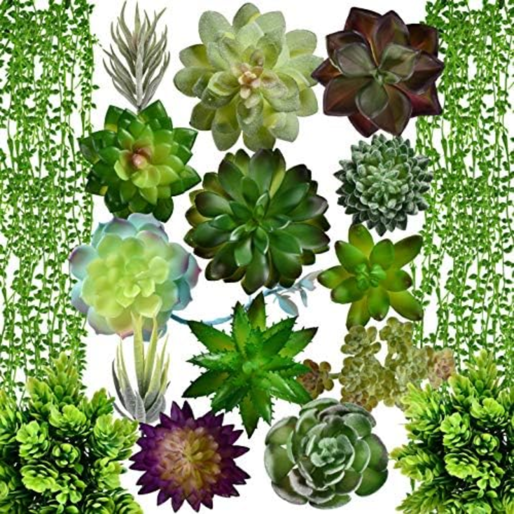 17 Pack Artificial Succulents With Hanging String Of Pearls For Home Office Garden Decor