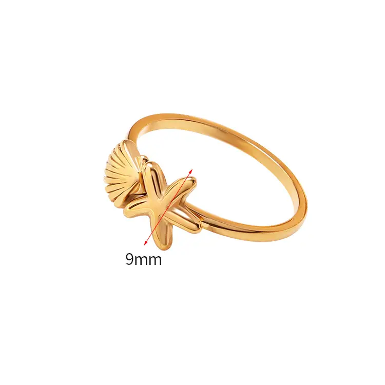 Starfish Shell Ring Feminine Titanium Steel Temperament