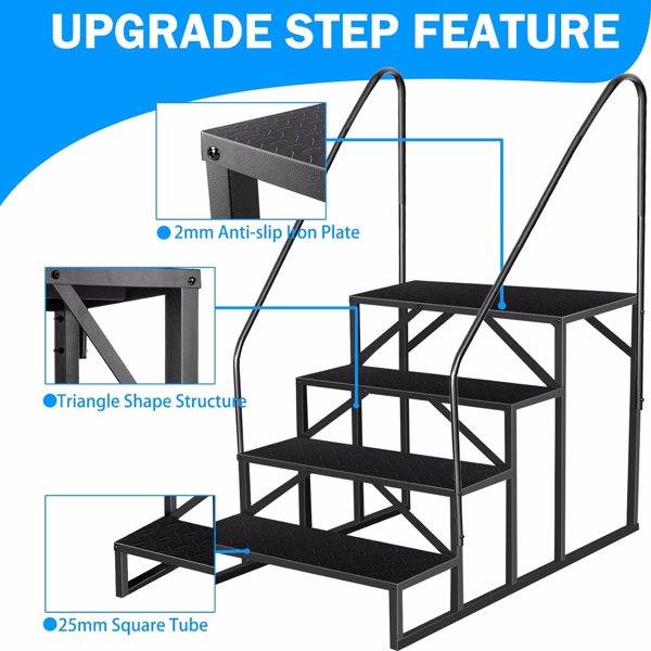 RV Step Stool,4 Step Ladder,Hot Tub Steps With Handrail,Portable Pool Ladder,660Lbs Heavy Duty Ladder Shelf Outdoor Mobile Home Stairs For Camper-Porch-SPA Pool-Pet Stairs — foto 5