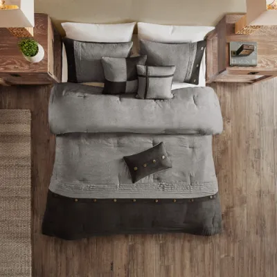7 Piece Faux Suede Comforter Set