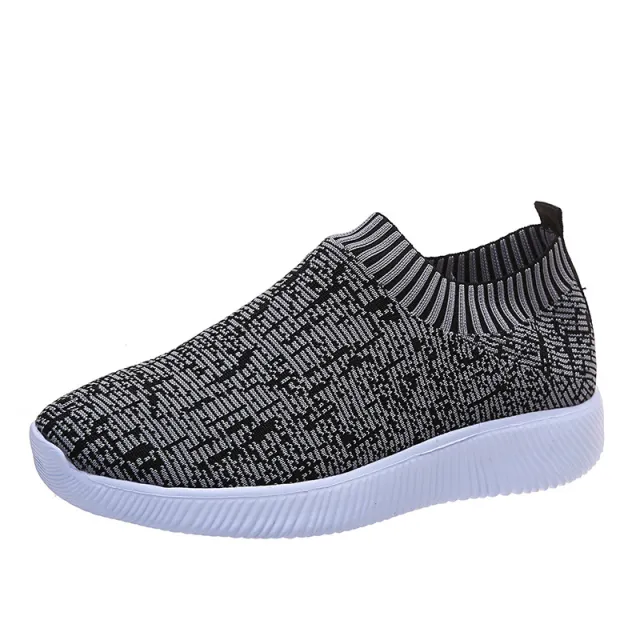 Stripe Knit Sock Shoes Flats Sneakers Running Walking Loafers Grey - Shop at LoveMi