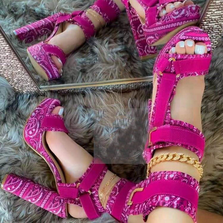 Super Heel Velcro Satin Couture Sandals