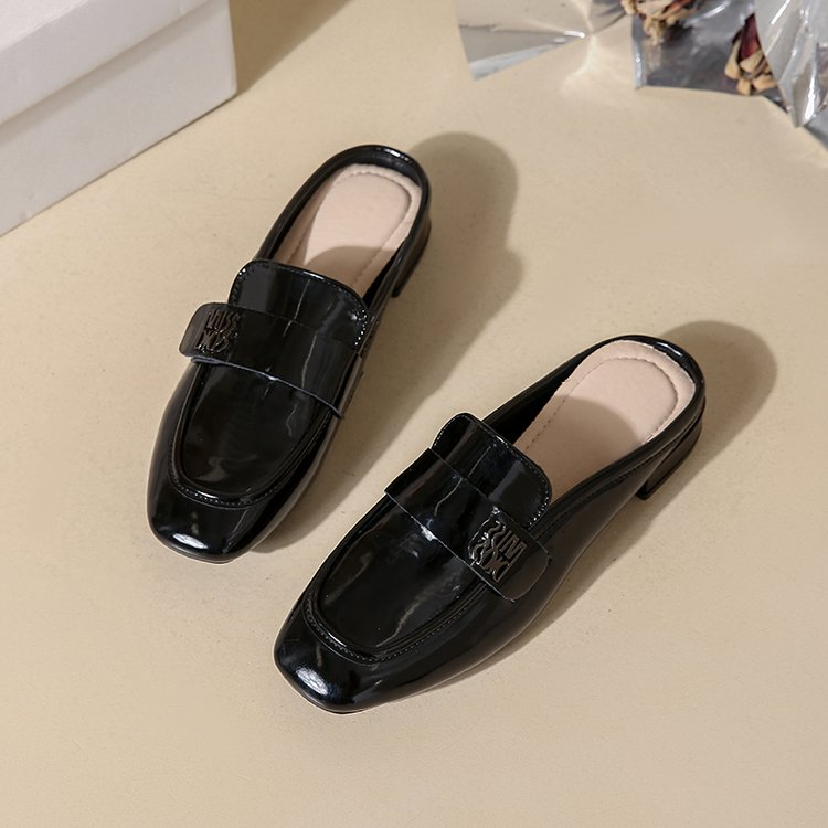 2026 New British Style Square Toe Mules For Women, Outdoor Wear, Elegant Lady Style Closed Toe Mary Janes, Block Heel Plus Size Slip-on Shoes
