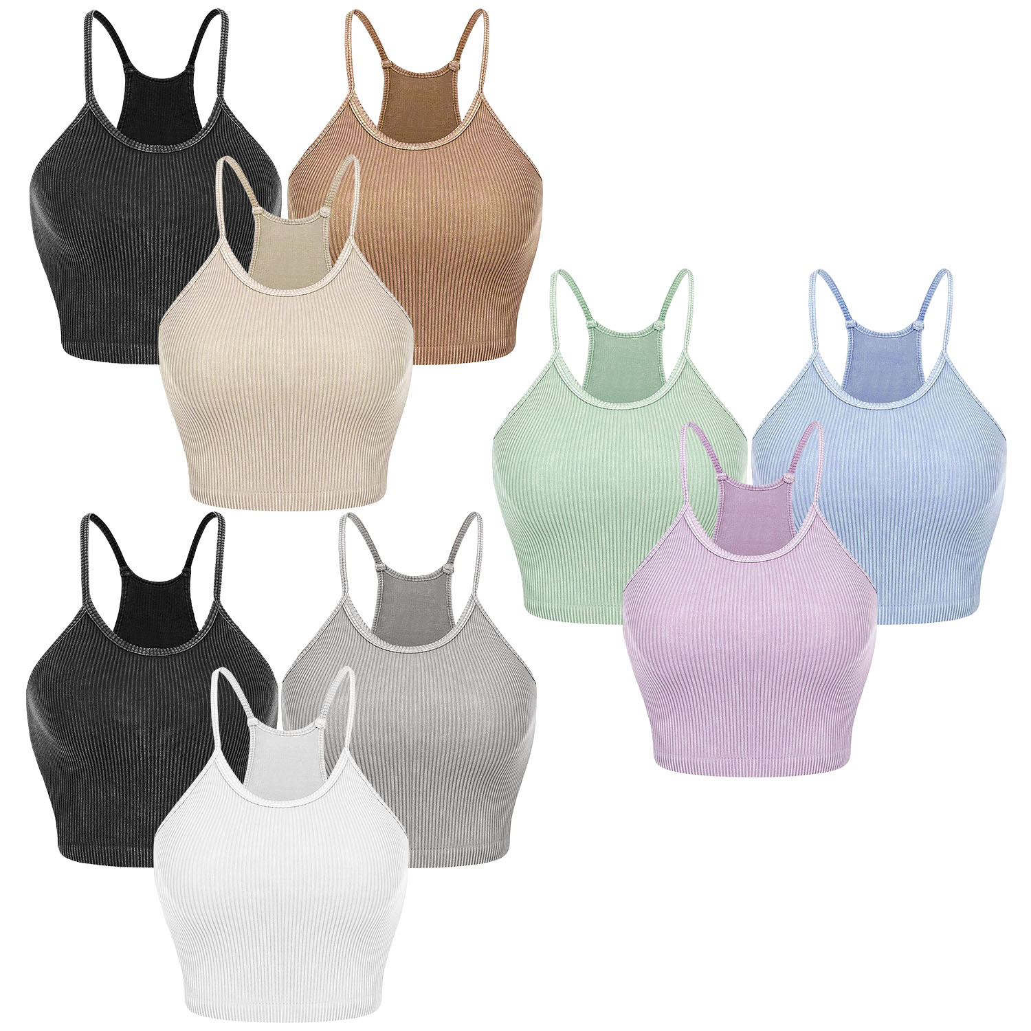3 Pack Women Crop Basic Tank Top Ribbed Knit Sleeveless Round Neck 9 Color Machine Wash Summer Crop S To XL - Image 17