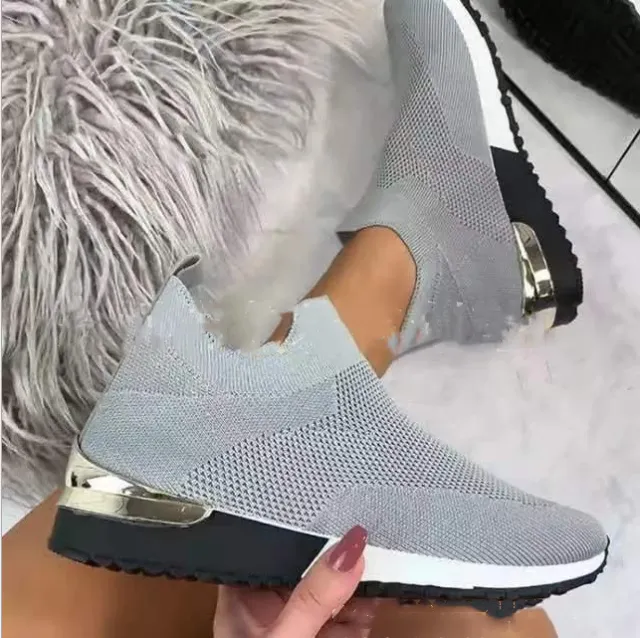 Flying Woven Soft Sole Mesh Sneakers Grey - Shop at LoveMi