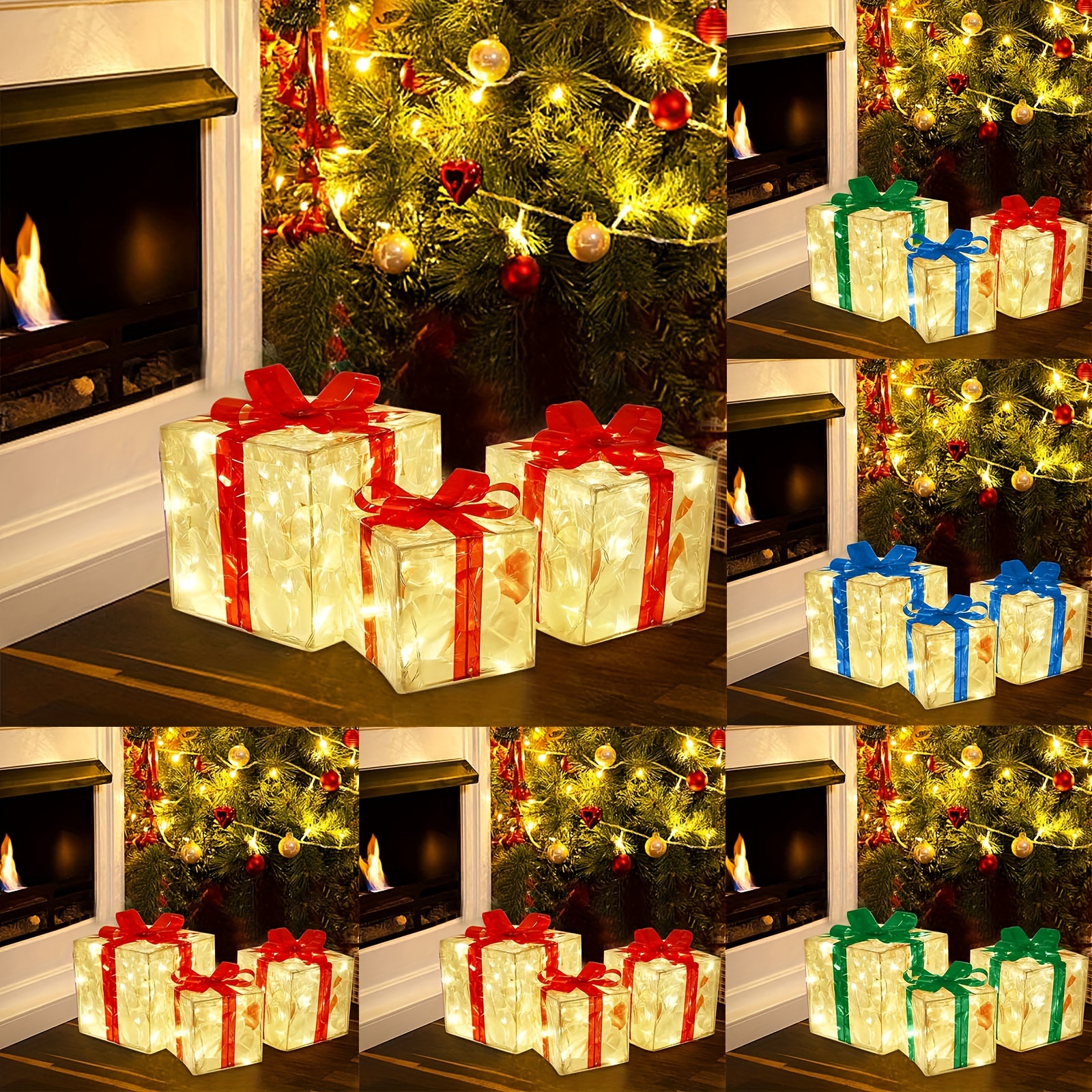 New Christmas Gift Box 3-piece Folding Christmas Gift Box Light Up Valentine Gift Box Christmas Lights — foto 3