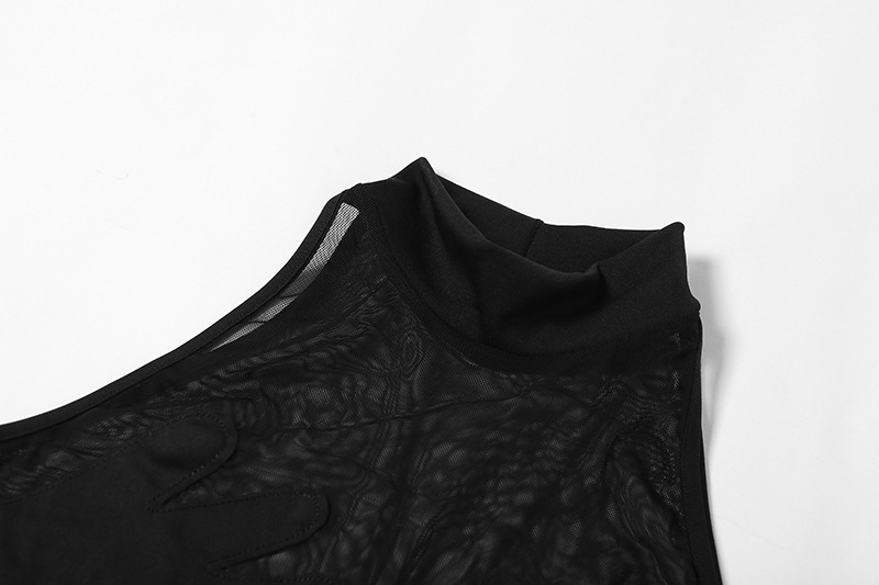 Women's Sheer Mesh Contrast Bodysuit - Image 5