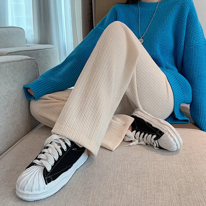 High Waist Straight Drape Loose Loose White Mopping Pants