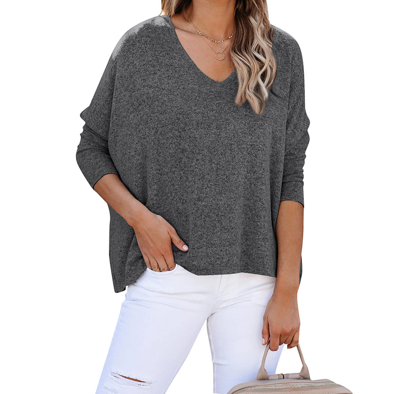 Title 6, Bat Sleeve V-Neck Loose Pullover Top