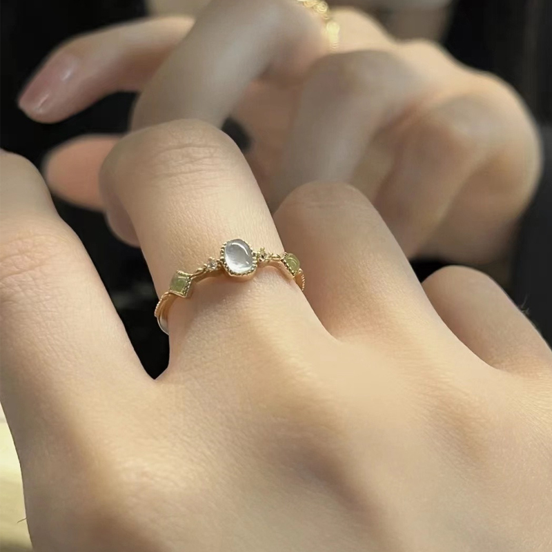 Glass Colorful Gem Ring Female Summer Fashion Net Red Luxury Geometric Ring