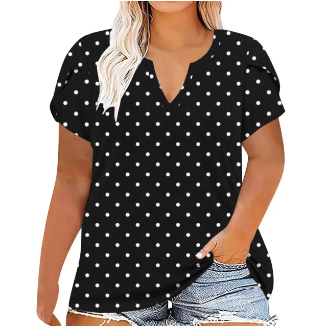 European And American Women's Large Short Sleeved T shirt For Women Dot Printing Xl - Shop at LoveMi