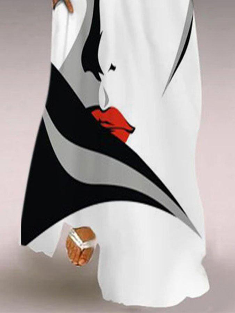 Fashion Printed Pocket LongSkirt Dress