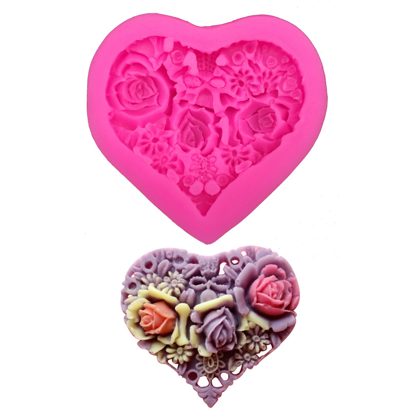 Love Rose Fondant Silicone Mold Handmade Soap Chocolate Cake Decoration Mold