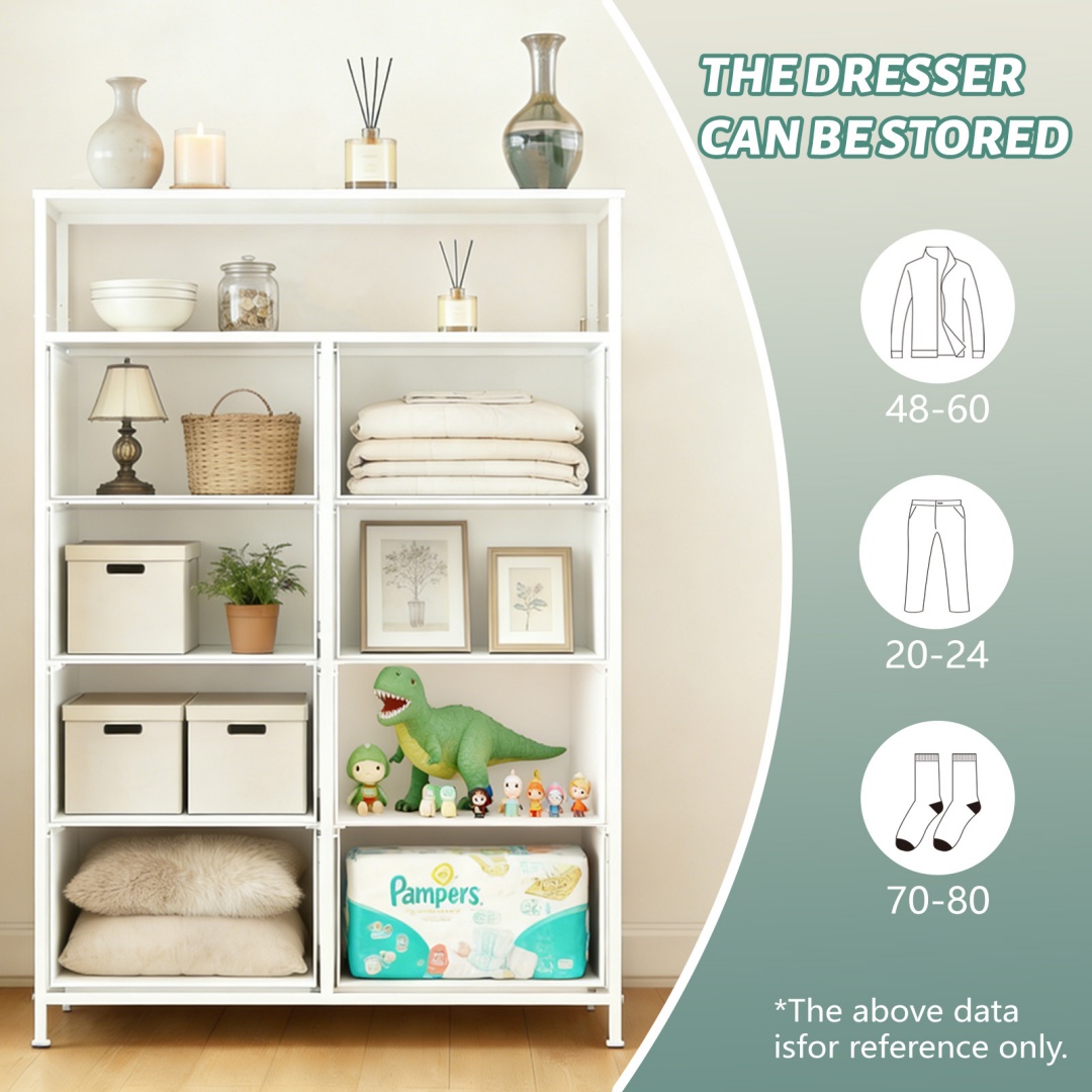 8-Drawer Fabric Dresser With Open Shelf, 45.9-inch Tall Storage Cabinet For Bedroom Closet Organization image 8
