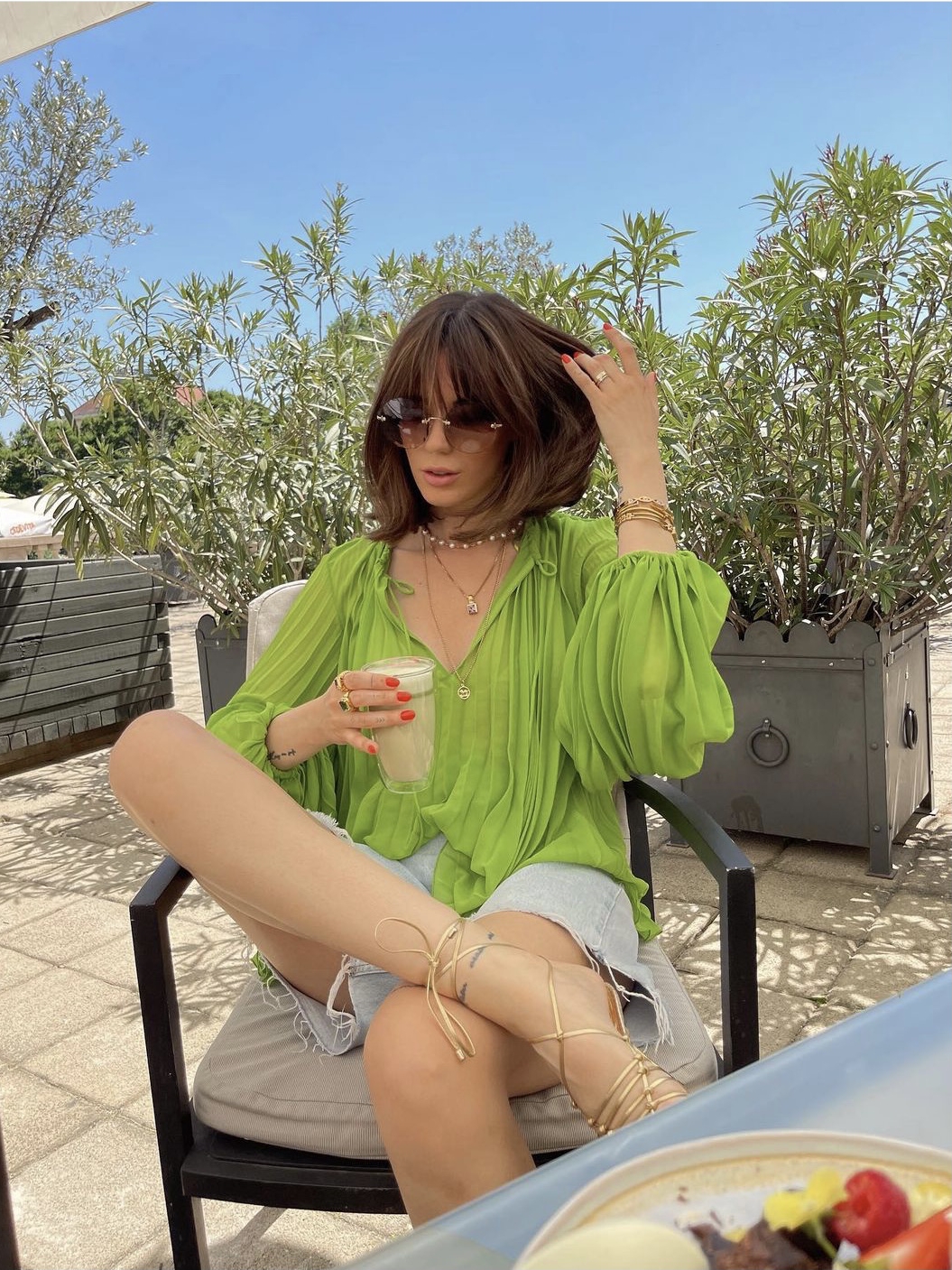 Green Long sleeved Shirt Niche Blouse Green - Shop at LoveMi