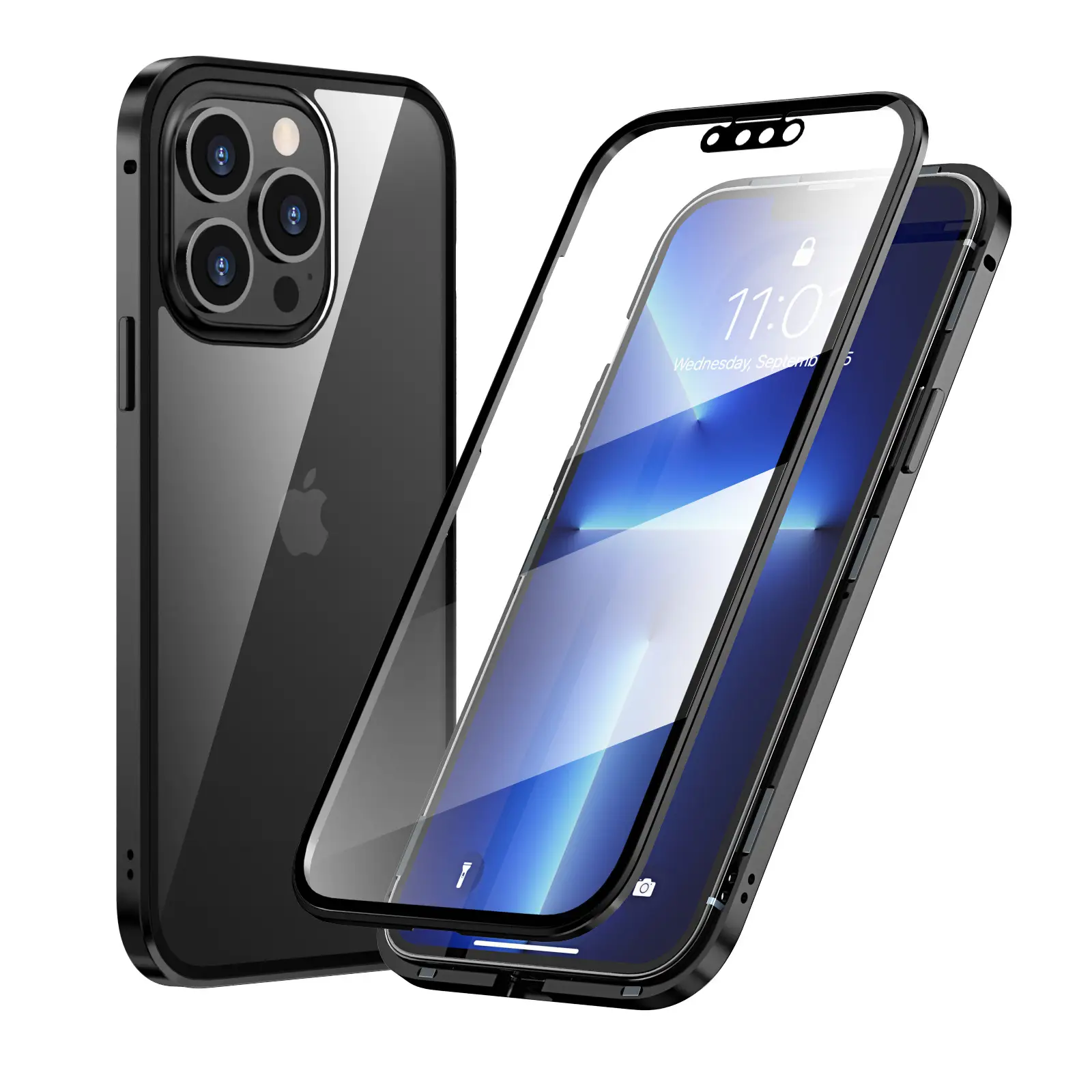 Applicable To IPh14 Double-sided HD Tempered Glass Magnetic Shell