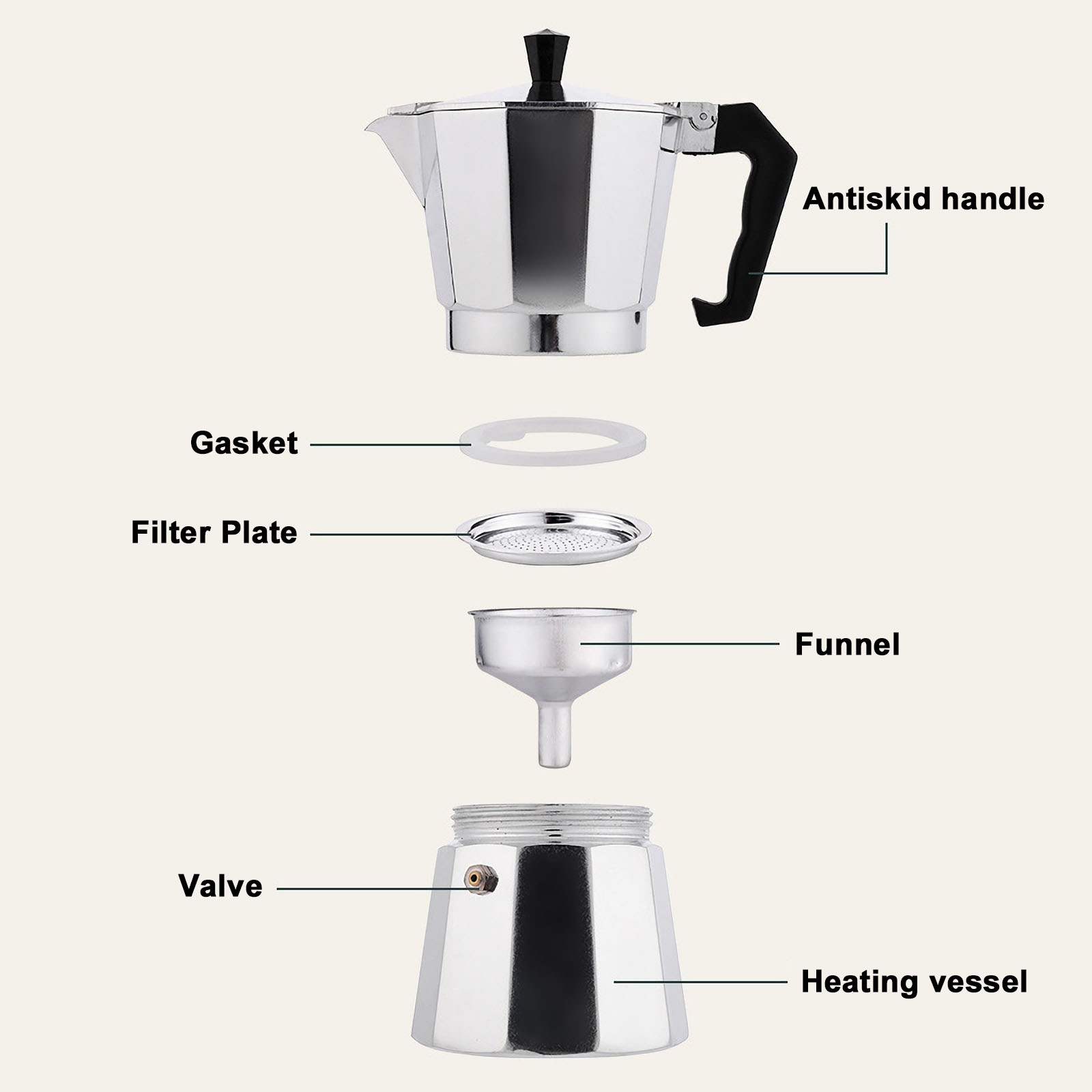 RAINBEAN Stovetop Espresso Maker 180ml, Silver. Make Great Drinking Experience RAINBEAN Espresso Maker stands out from alternatives like: Instant, Capsule or Drip coffee,durable cast aluminum body with pressure valve for higher caffeine extraction and fla