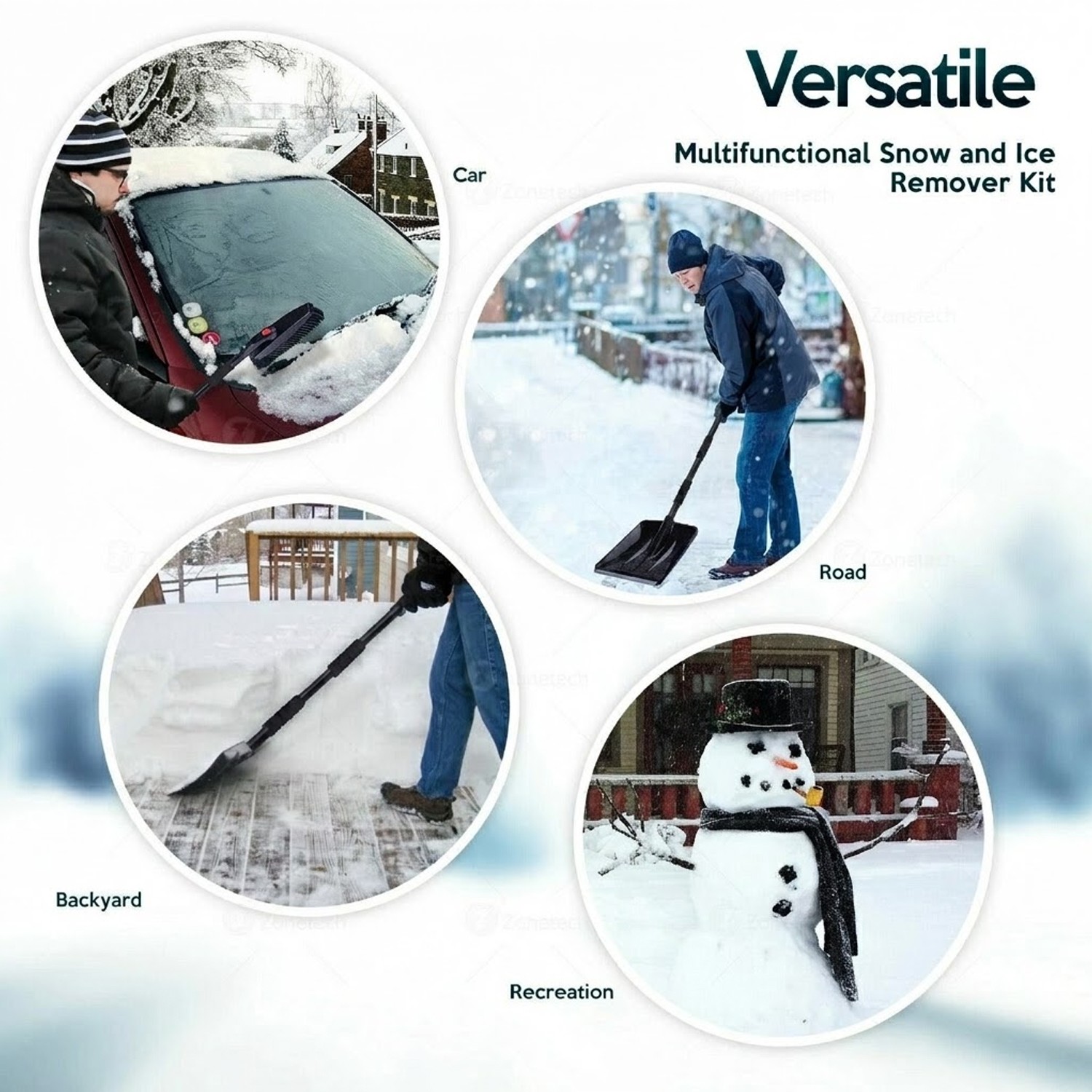 Portable Telescope Snow Shovel With Non-Slip, Removable Handle & Thickened Blade — image 6