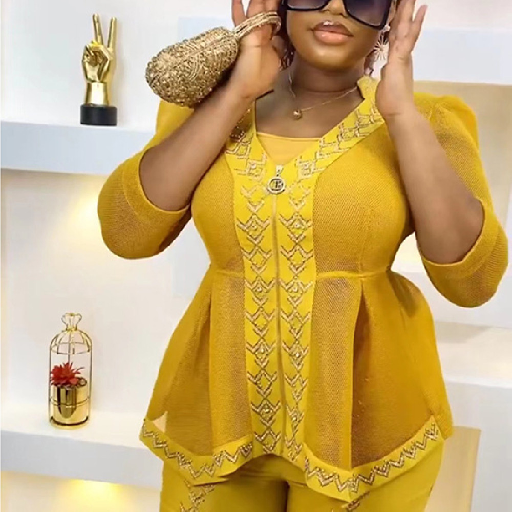 Bubble Mesh Fashion Hot Drill Three Piece Set