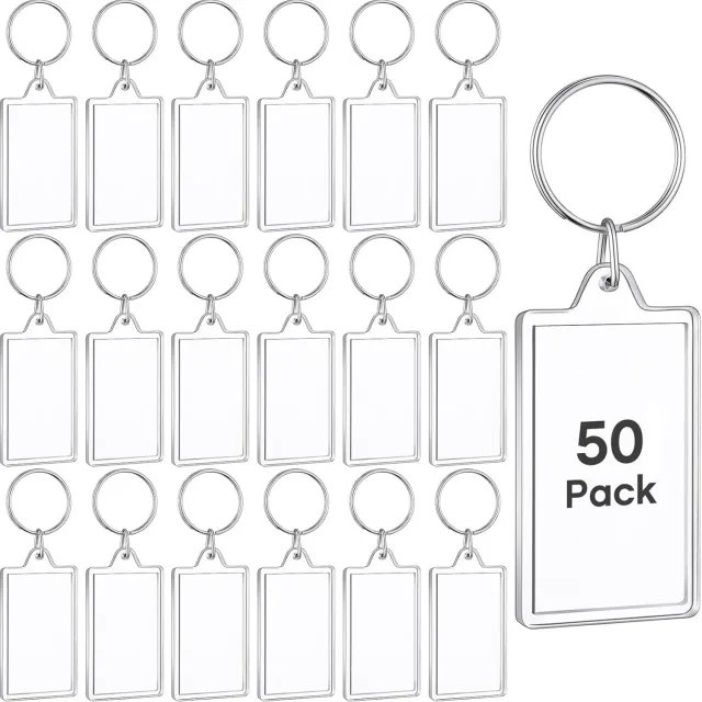 50 pack Transparent Acrylic Photo Keychains, Blank Photo Insert Key Rings, DIY Personalized Gifts, Perfect For Family And Friends 100Yklyskyy695 - Shop at LoveMi