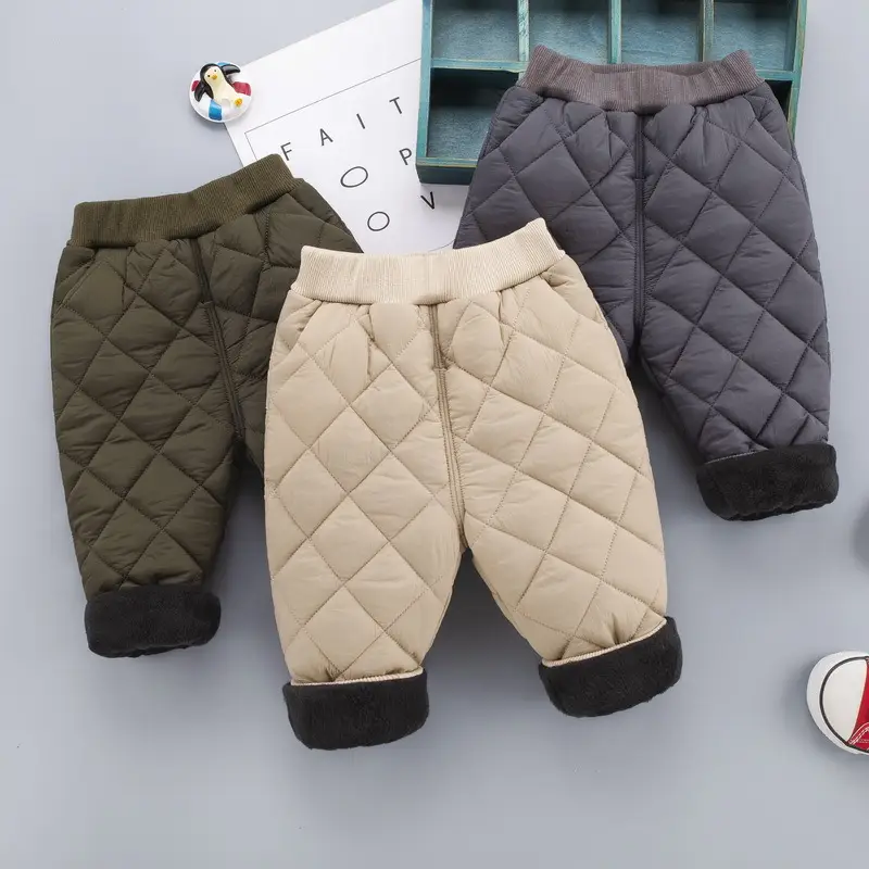 Boys And Girls Three Layers Of Thickened Warm Pants
