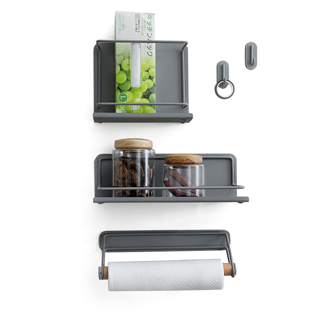 Jizhi Refrigerator Magnetic Side Wall Stainless Steel Hanging Shelf Kitchen Storage Refrigerator Stickers Nordic Japanese Hook Set