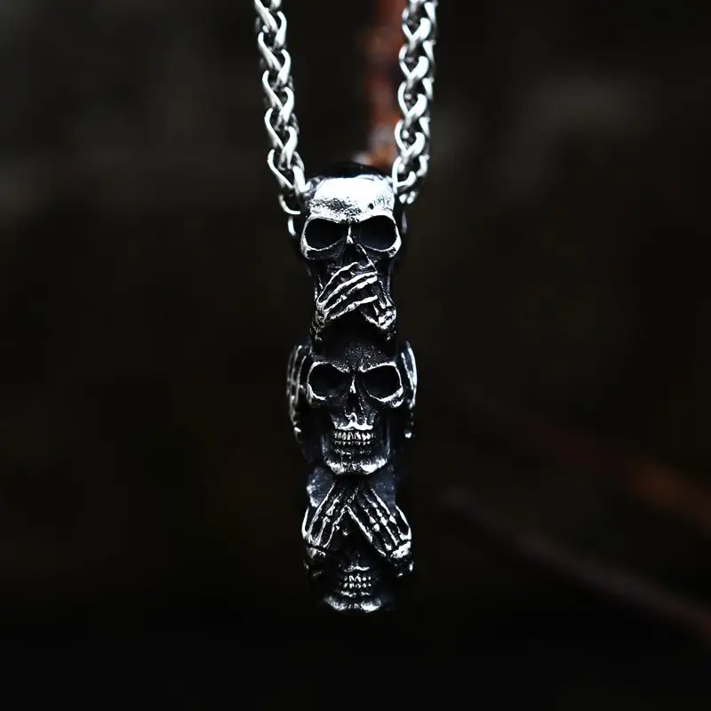 Men's Steel Warrior Punk Style Stainless Steel Skull Pendant