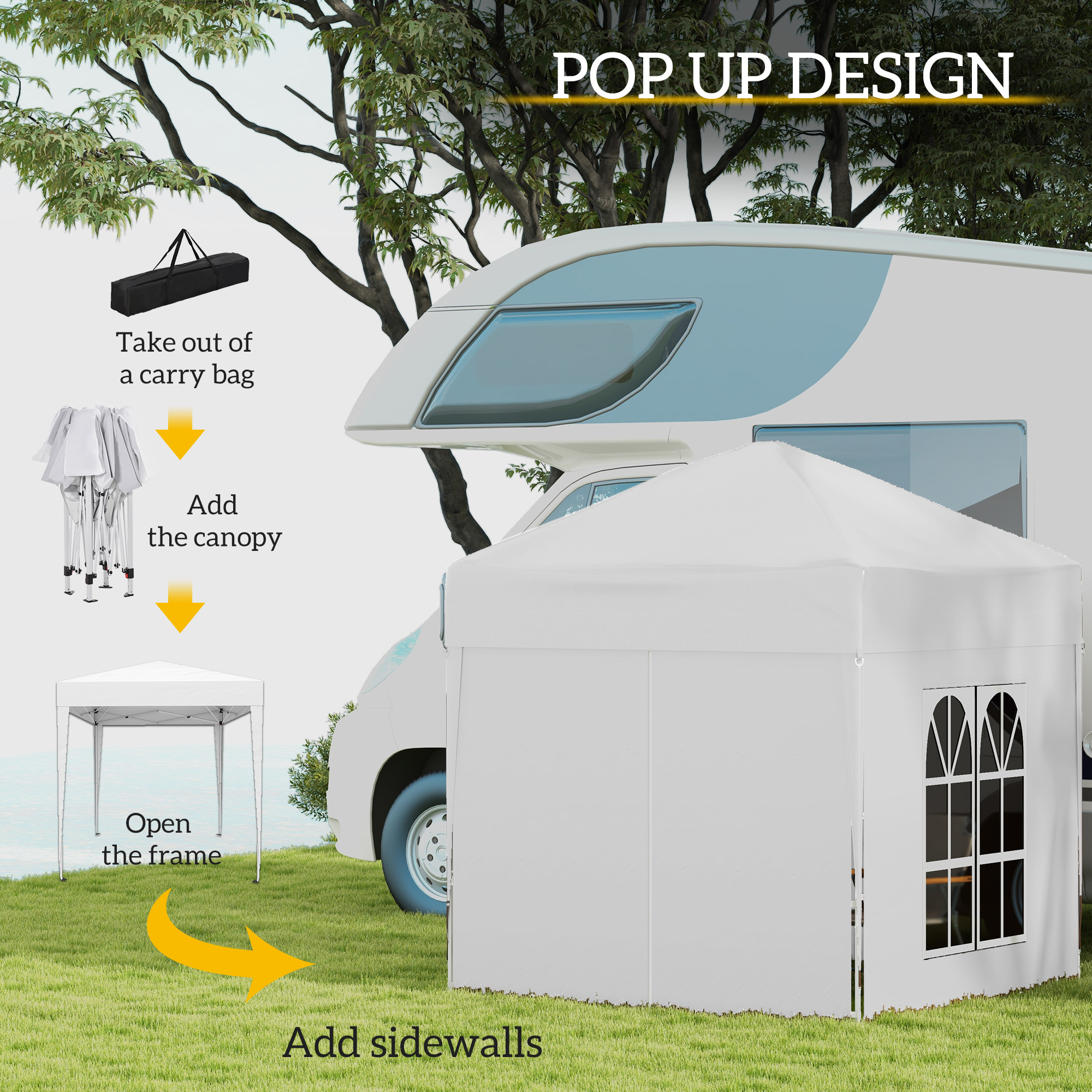 Folding Pavilion Canopy, Size 2 X 2 Meters - White — image 6