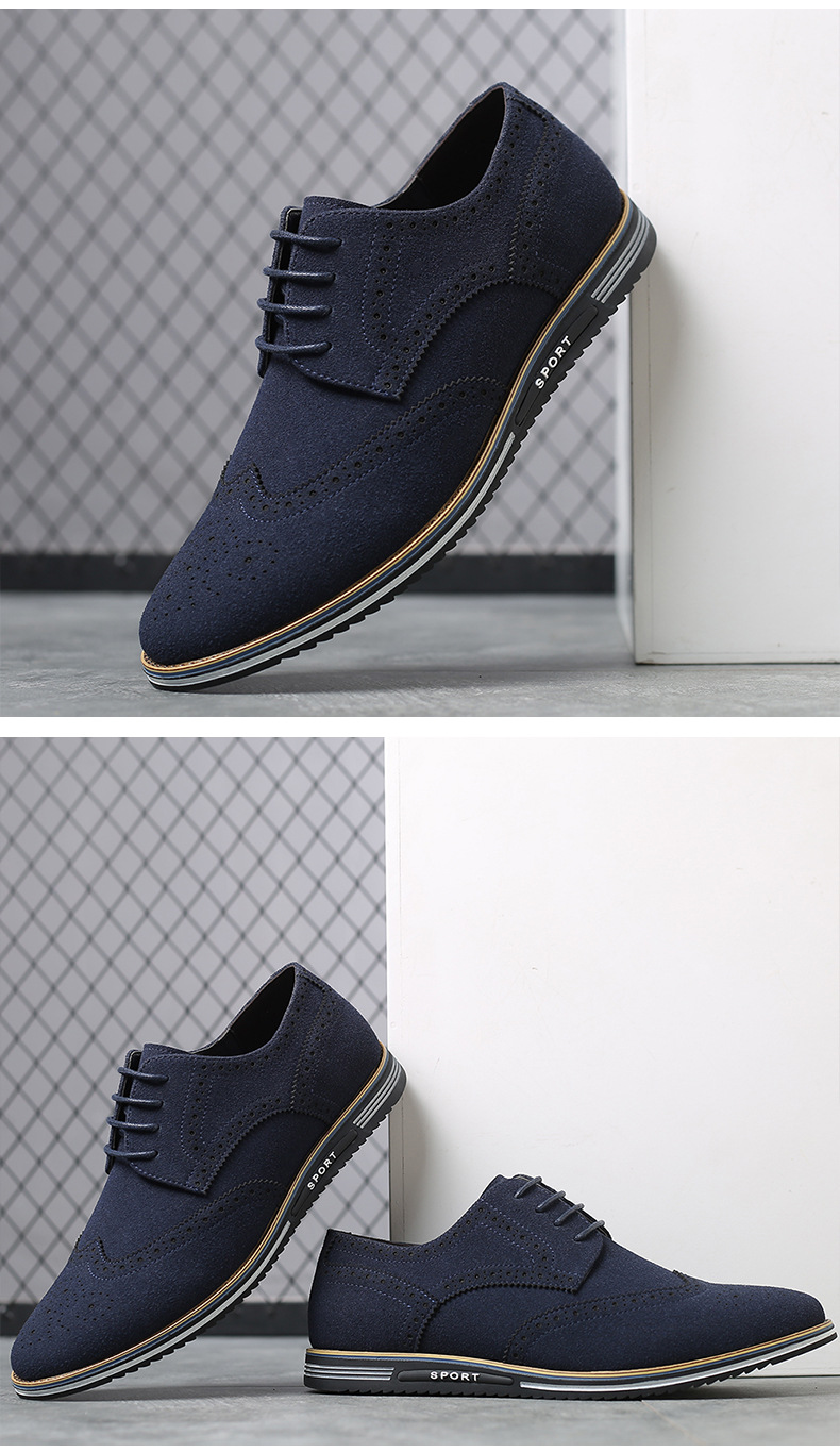 Title 4, Frosted Low-Top Suede Leather British Mens Shoes