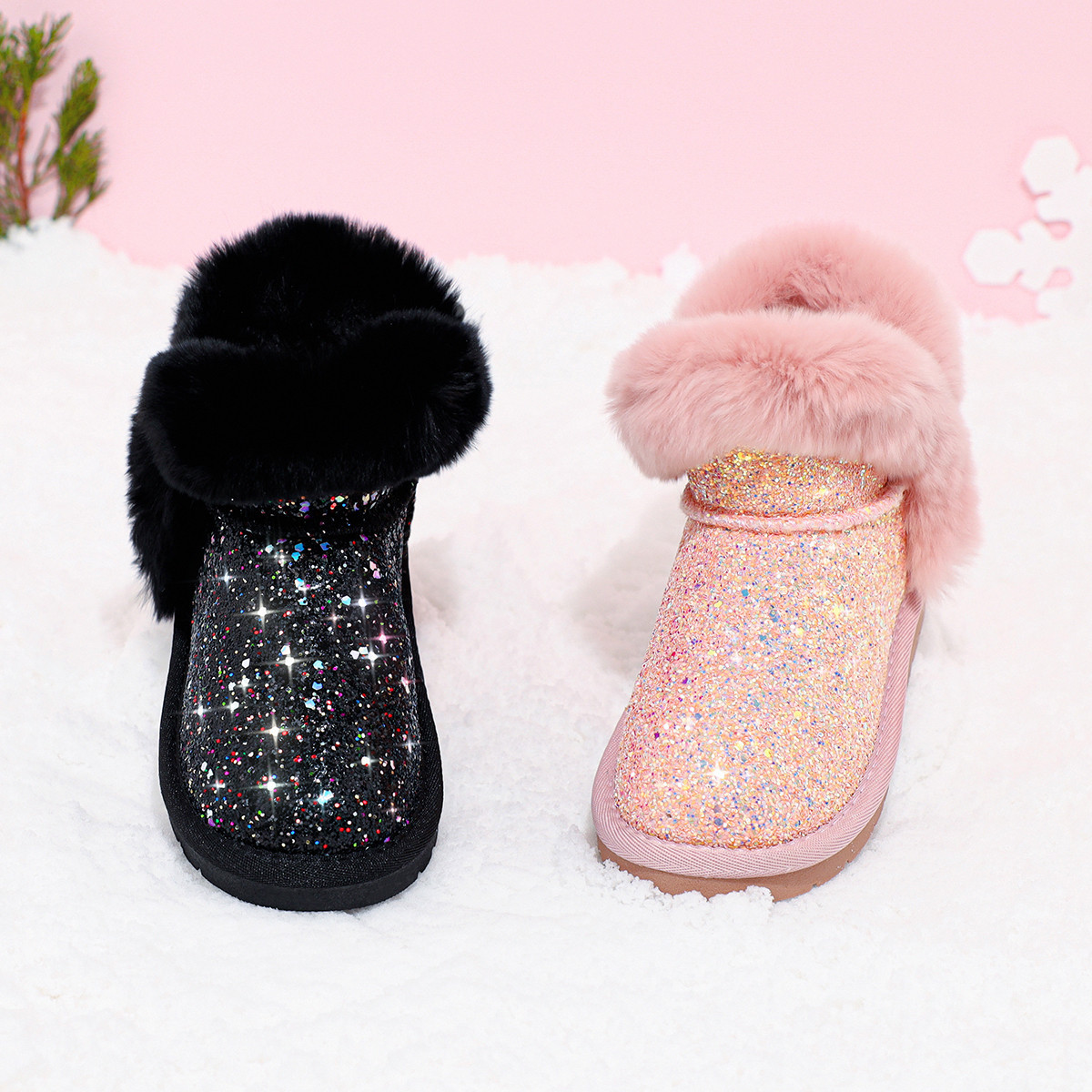 Girls Snow Boots Children's Shoes Baby Thickening And Velvet Cotton