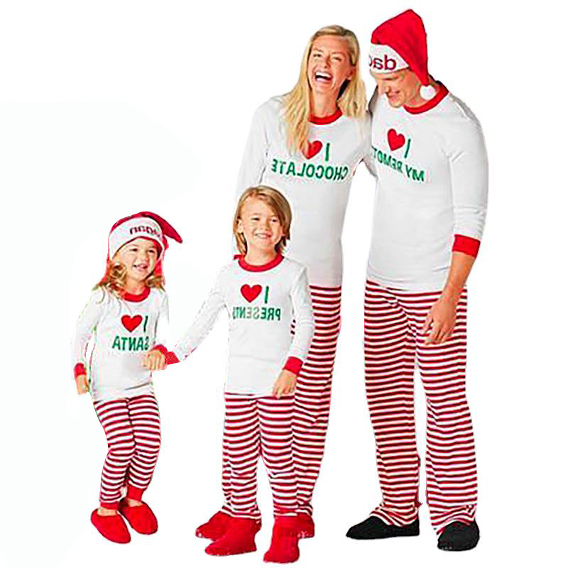 Title 4, Christmas Print Striped Leisure Parent-Child Suit