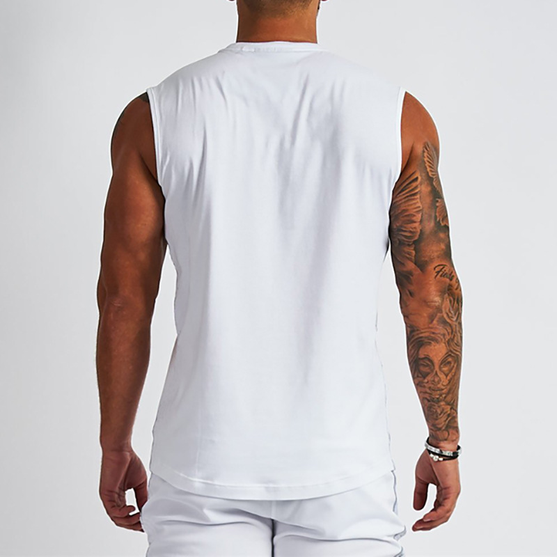 Title 2, V-neck Sleeveless Solid Color T-shirt Vest Outd...