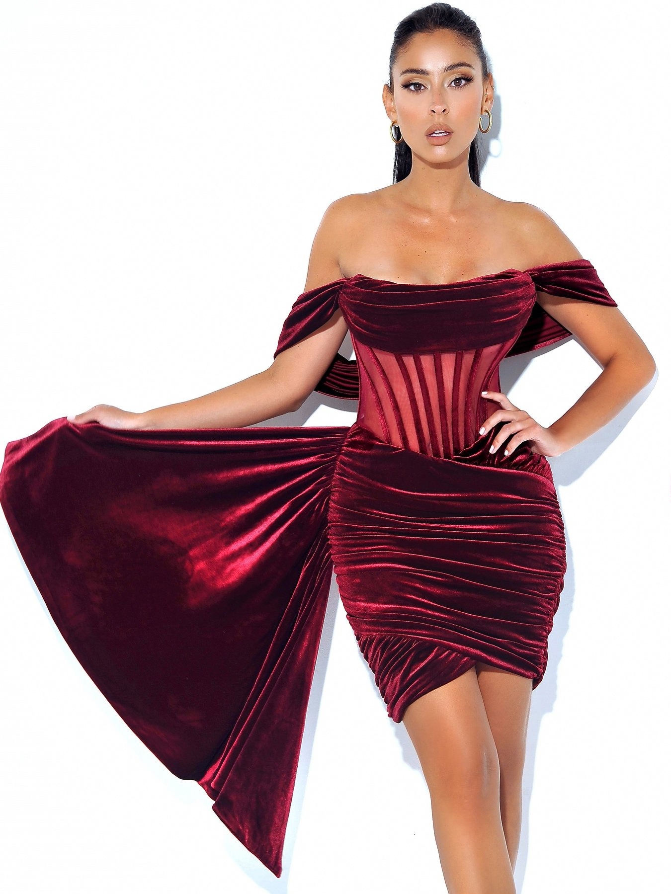 Women's Velvet With Breast Sexy Evening Dress thumbnail 4