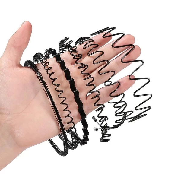6Pcs Metal Hair Headband Wave Style Hoop Band Comb Sports Hairband Men Women US — foto 6