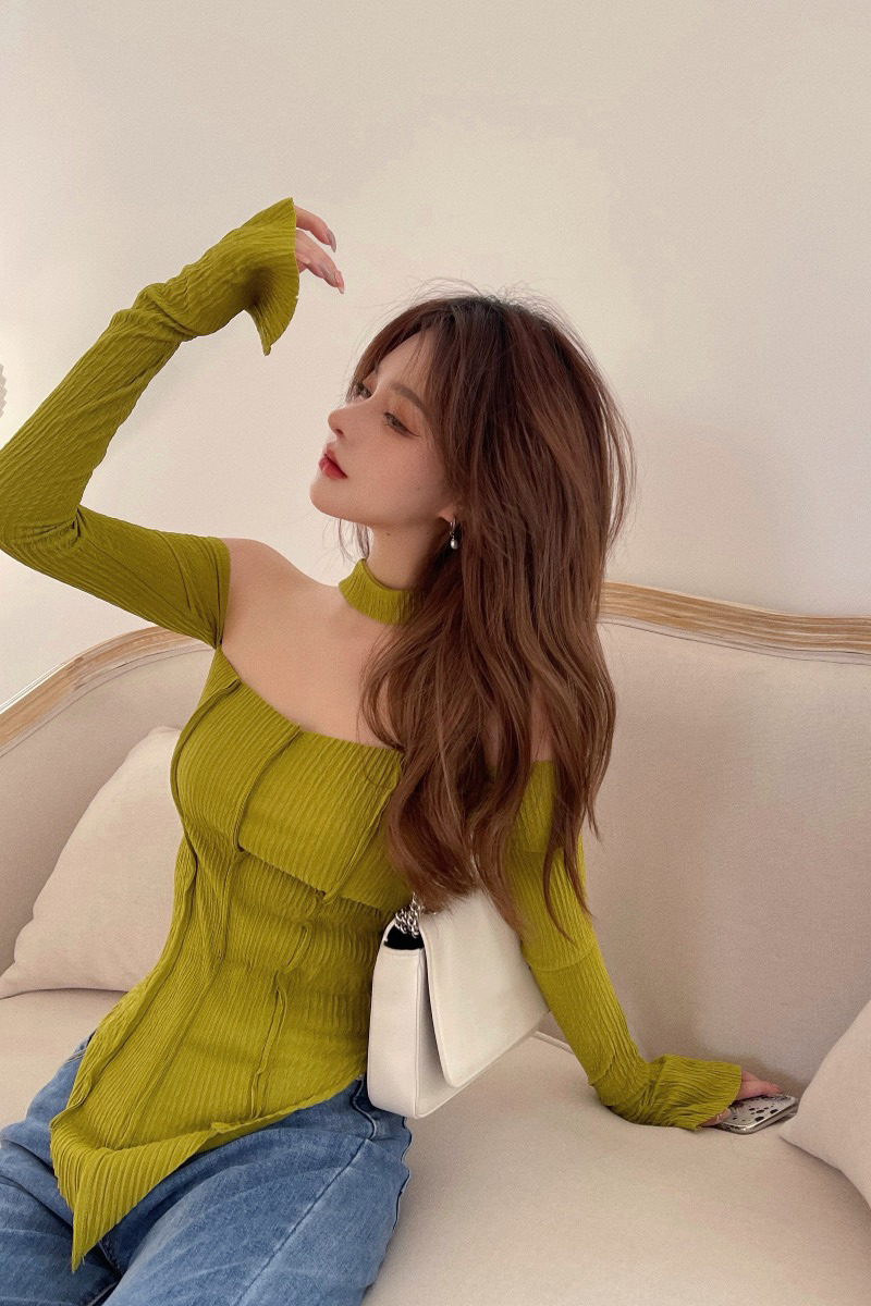 One-shoulder Halterneck Sweater Women Summer