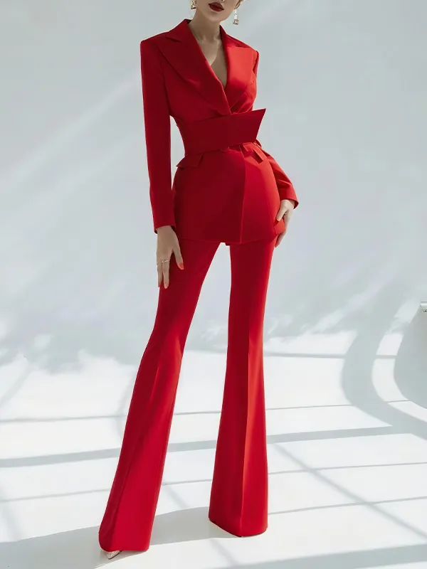 Red Suede Vintage 2 Piece Suit Red - Shop at LoveMi