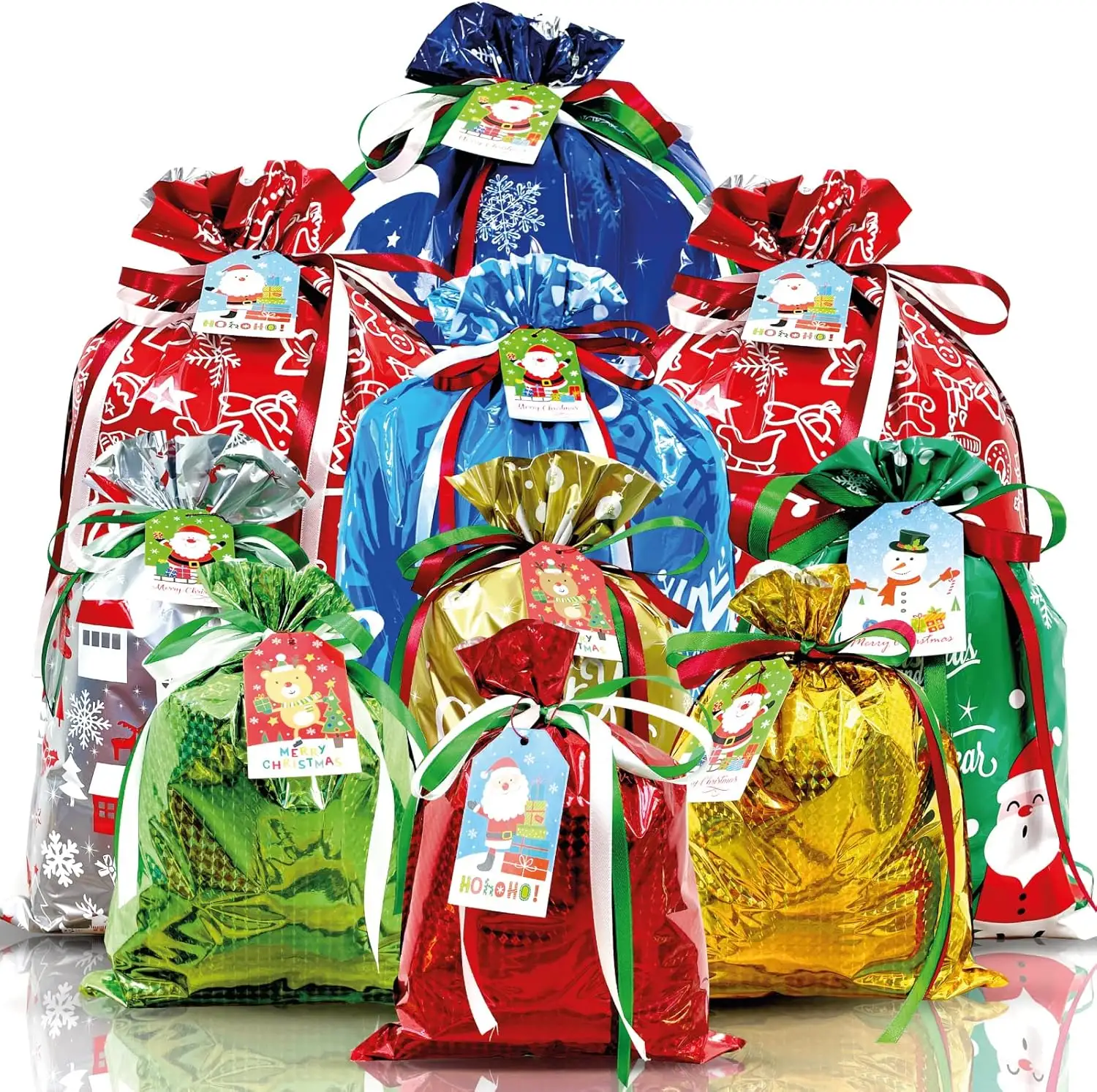 38 Pack Christmas Gift Bags, Assorted Small
