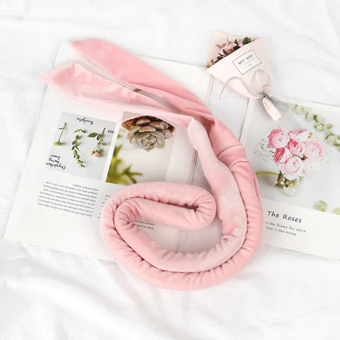 Heatless Hair Curler Headband Set, Satin Velvet Overnight Curling Rod with 2 Scrunchies for Long Hair - detail photo 9