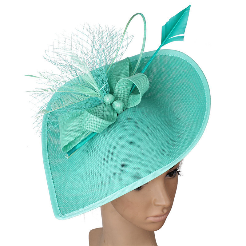 Retro Restaurant Party Headdress Ladies Banquet Hat Feather Hair Accessories Jade Green - Shop at LoveMi