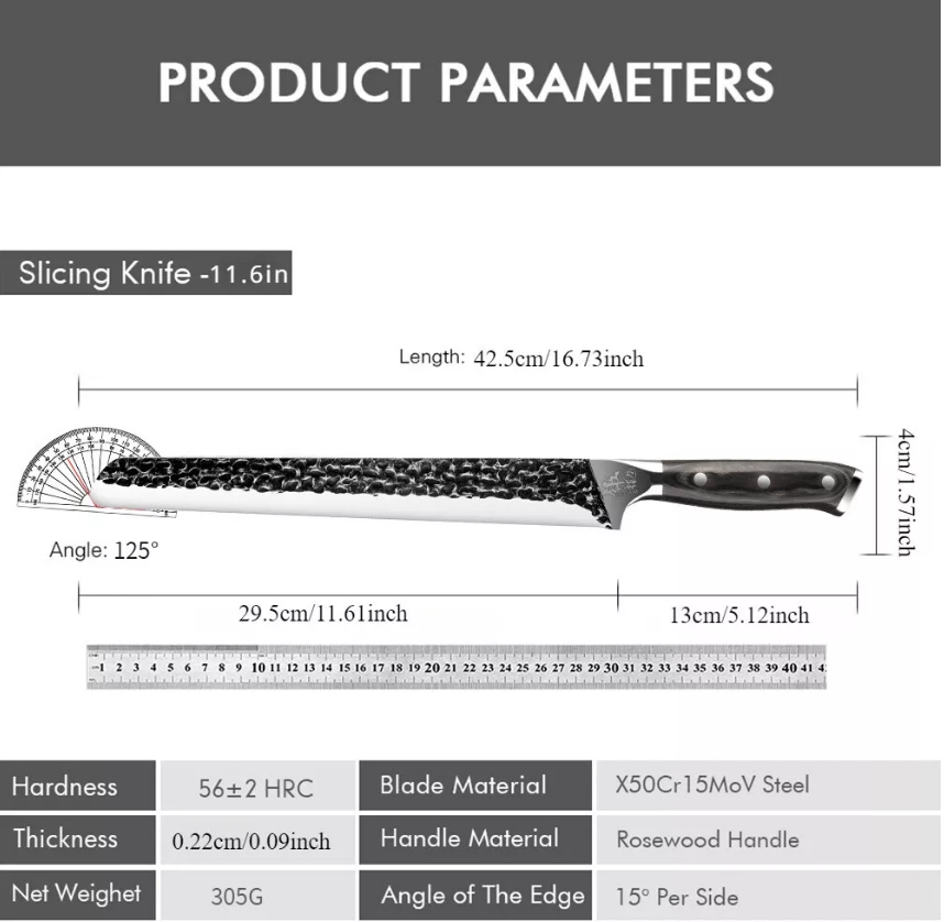 11-Inch High-Carbon Blacksmithing Slicing Knife - Effortless Meat Slicing... 4
