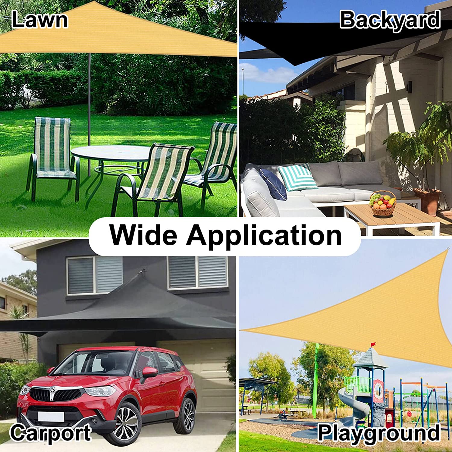 Heavy Duty Waterproof Outdoor Shade Sail Patio Suncreen Awning Garden Sun Canopy 98  UV Block Rectangle Square Triangle