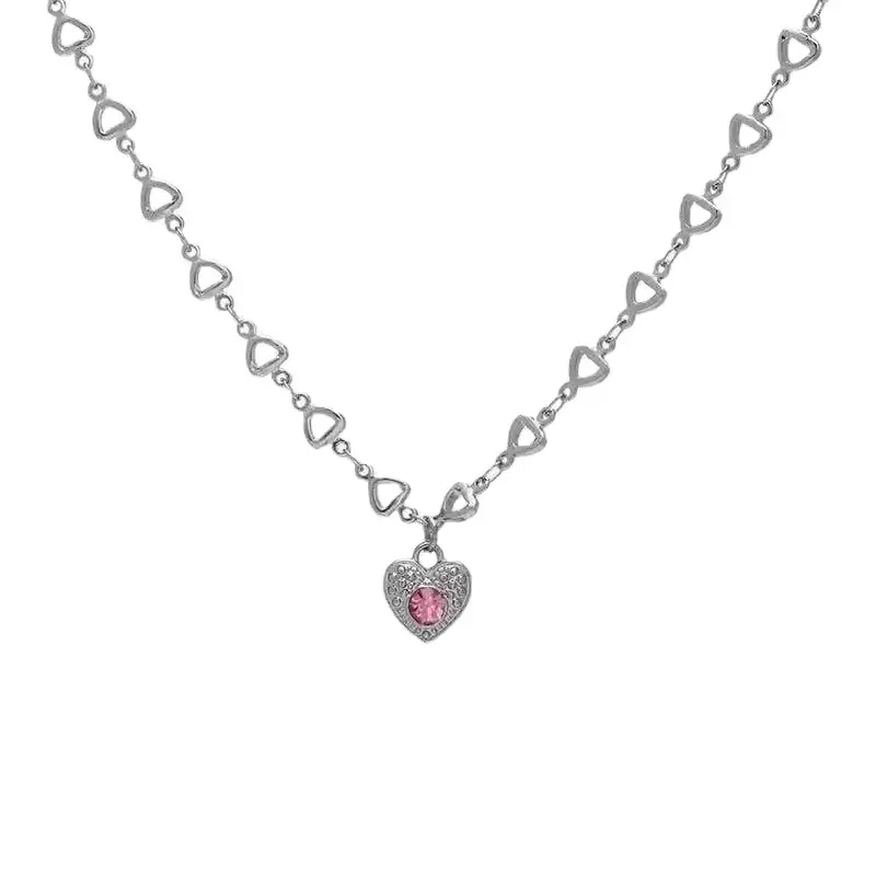 New Full Diamond Heart-shaped Ladies Niche Design Clavicle Chain