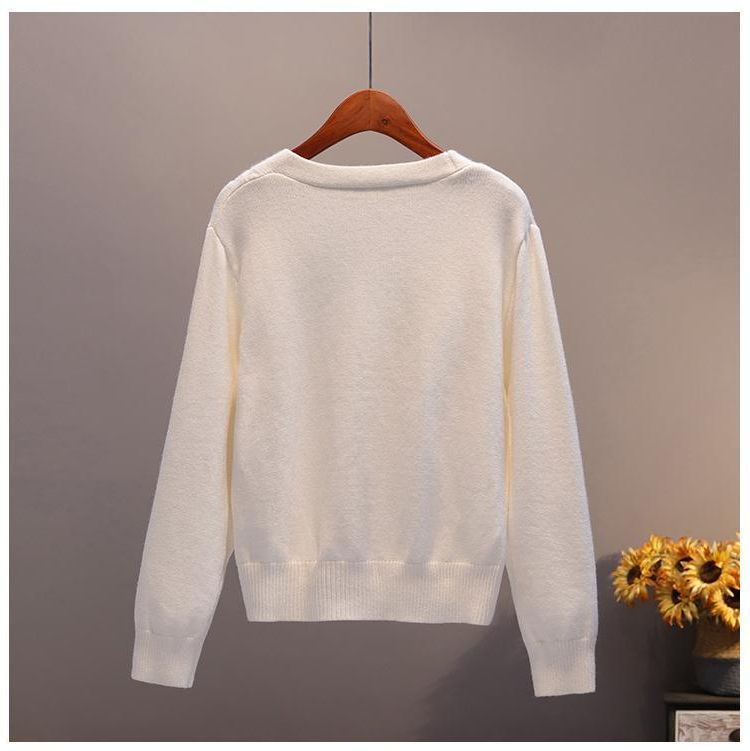 Korean Version Of The V Neck Loose And Versatile Short Winter Thick Sweater Outside