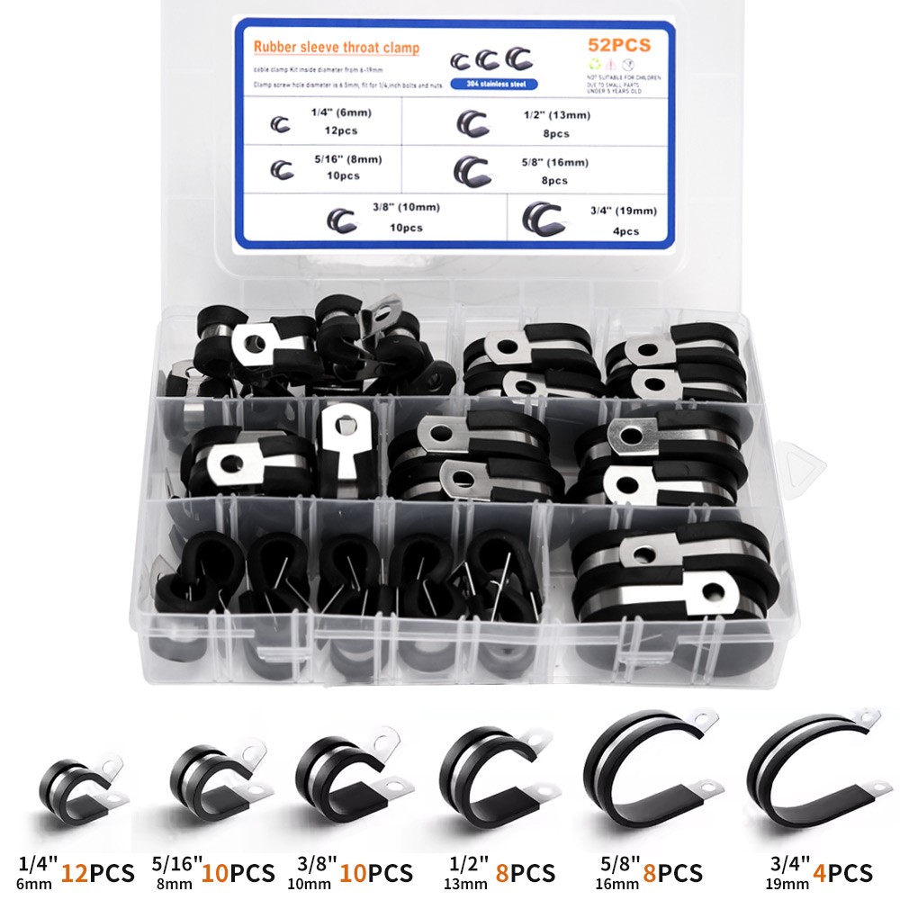 52 pièces p clips câble tuyau colliers de serrage support pince à air ensemble de