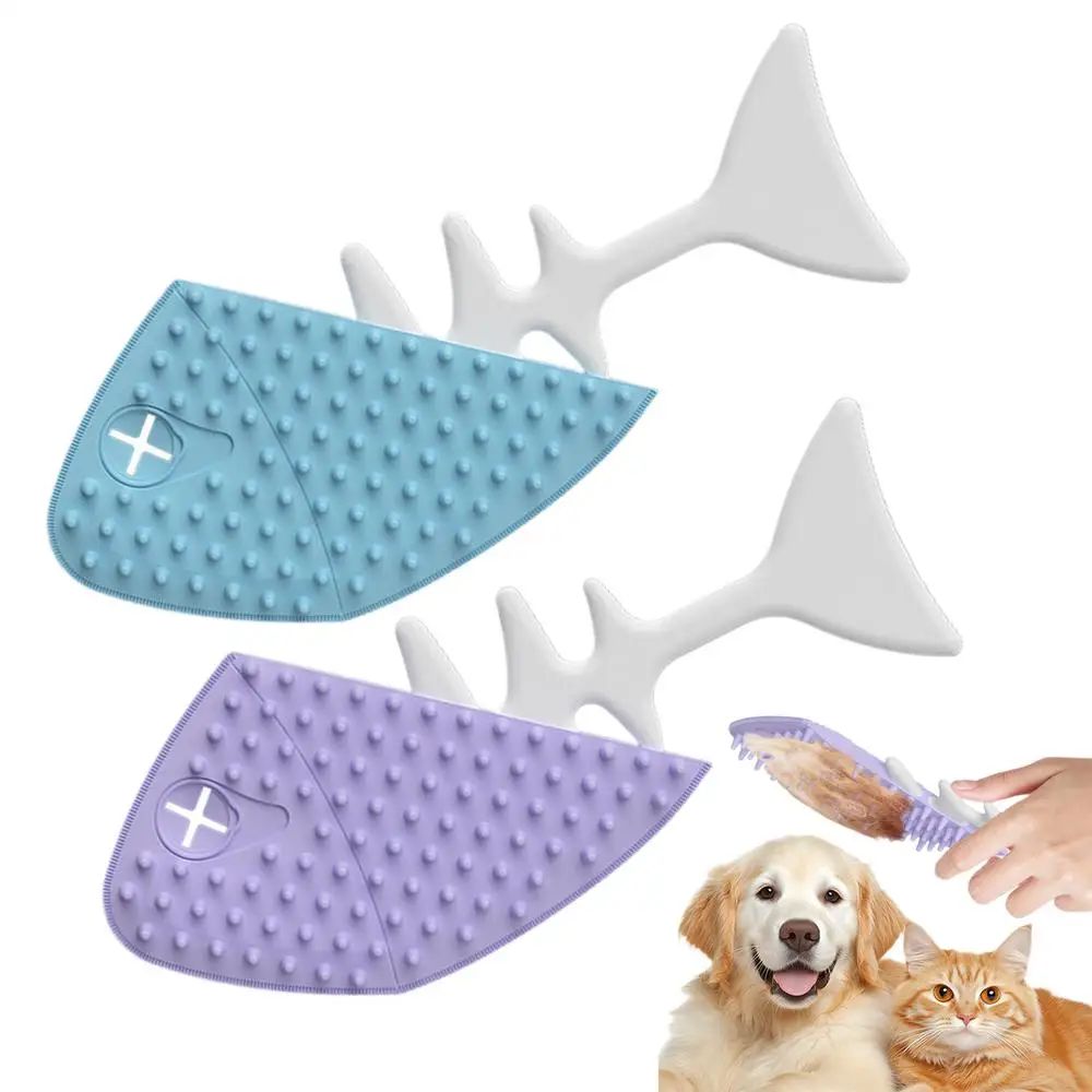 Cat Brushes For Indoor Cats Fishbone-Shaped Kitten Brush Detangling Brush Cute Dog Hair Brush Puppy Grooming Brush For Pets