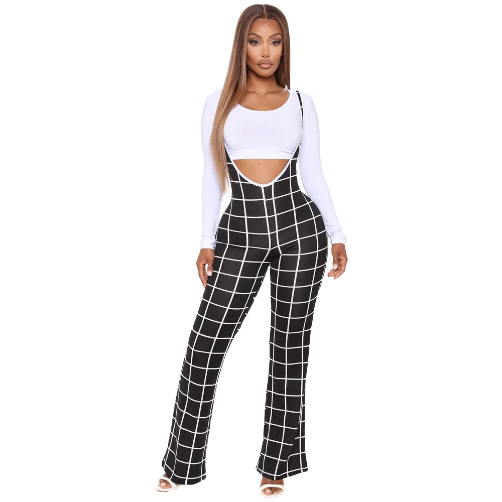 Fashion Casual Sports Plaid Suspenders