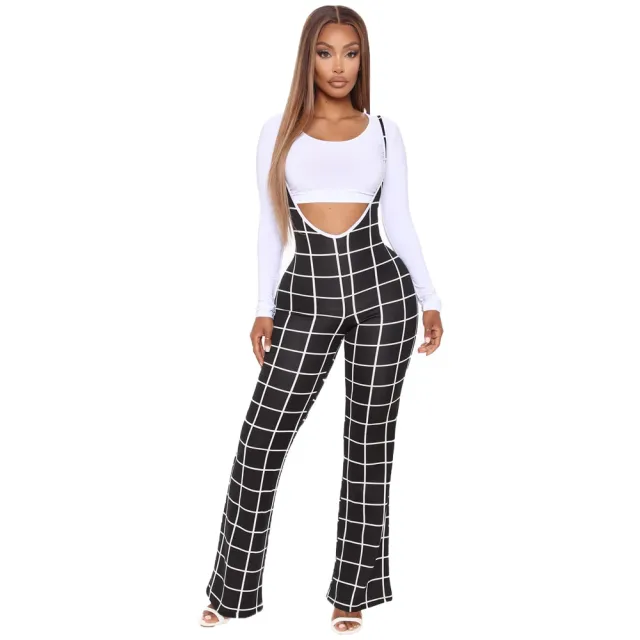 Fashion Casual Sports Plaid Suspenders Black - Shop at LoveMi