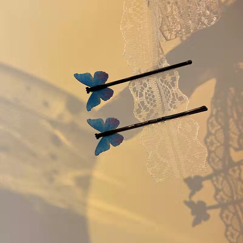 Korean Version Of The Blue Butterfly Hairpin Trumpet Blue - Shop at LoveMi