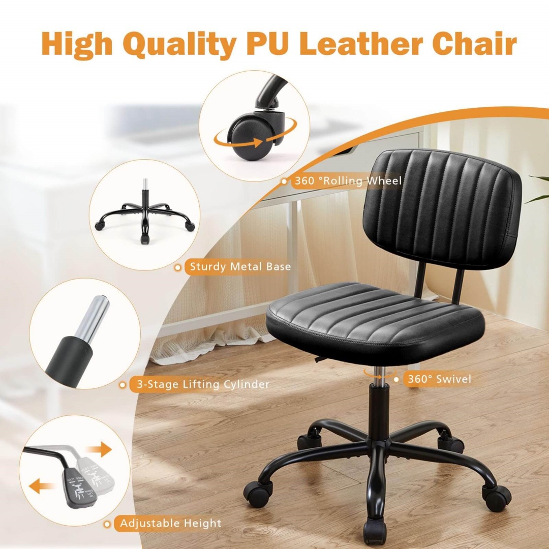 Adjustable Height 360degrees Rolling Swivel Computer Task Chair Without Arm image 13